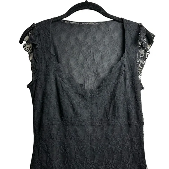 Vintage Babydoll Y2K Dress Black Lace Semi Sheer WhimsiGoth Size Small - Picture 2 of 7
